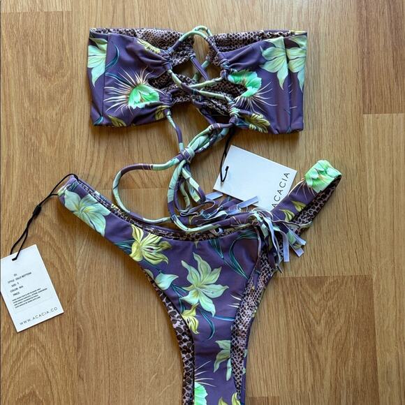 Acacia NIA LUMAHAI TOP oslo bottom Purple Floral Bikini Set - Picture 3 of 3